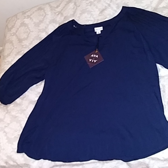 Ava & Viv Tops - Dark blue plus size blouse